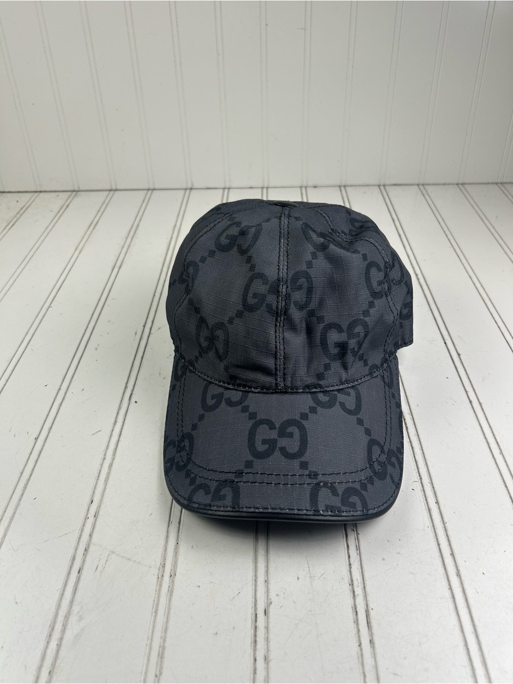 Gucci GG Logo Nylon Adjustable Baseball Cap Black Monogram Unisex $520 - Picture 2 of 8